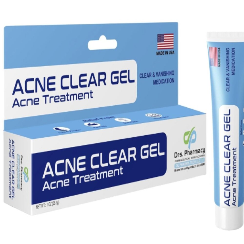 Drs Pharmacy Acne Clear Gel – 0.5% Salicylic Acid Daily Defense – 1 oz, Made in